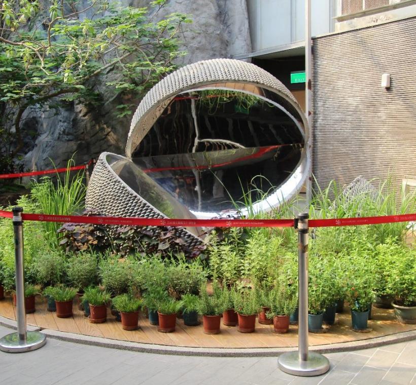 園區入口的香草植物展示。