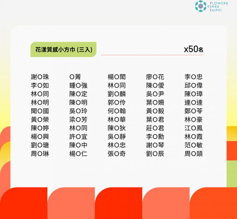 花漾質感小方巾（三入）得獎者