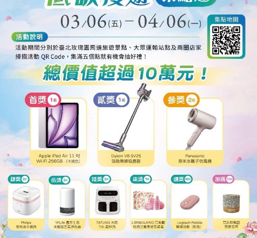 低碳漫遊集點趣祭出多樣獎項，總價值超過10萬元，大家快把握清明假期累計抽獎機會，把大獎帶回家